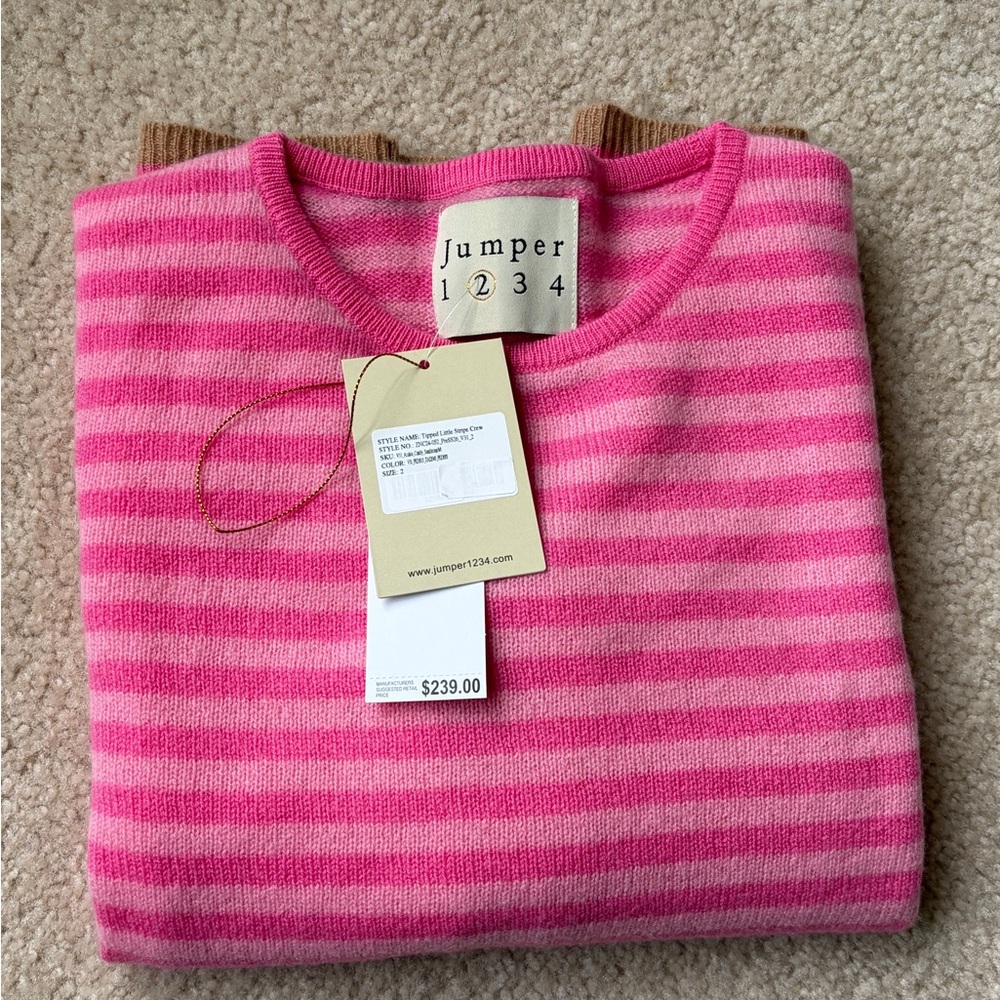 Jumper 1234 Pink Striped Women's Cashmere Sweater - Picture 7 of 12